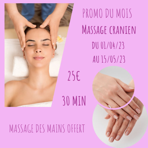 Promo massage du mois : le massage* crânien avril - mai 2023 par Stress-off à Saint Médard en Jalles, région bordelaise