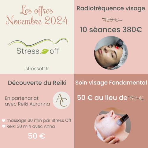 Pas moins de 3 offres découverte chez Stress Off en novembre 2024